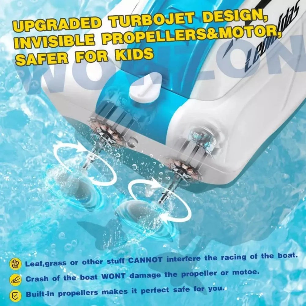 RC Speed Boat by Nova Mart, remote control toy boat for kids and adults, showing sleek design on water.