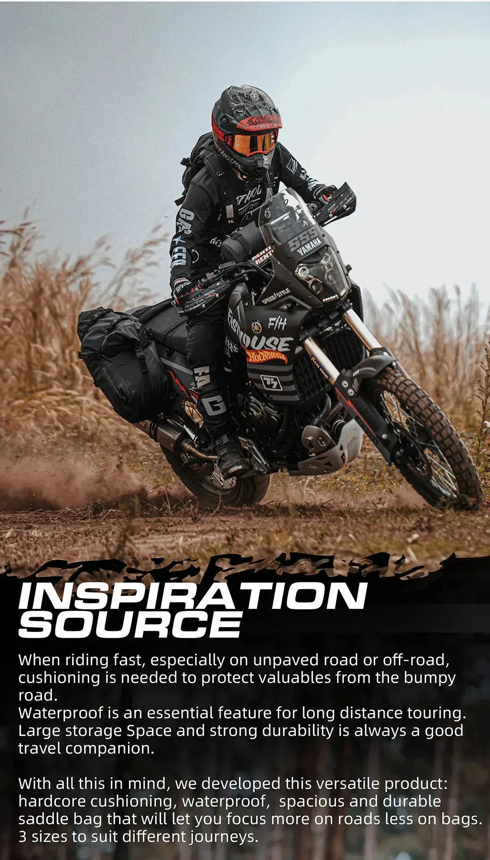 Waterproof motorcycle saddle pannier bags by Rhinowalk, designed for secure storage and durability on Nova Mart accessories.