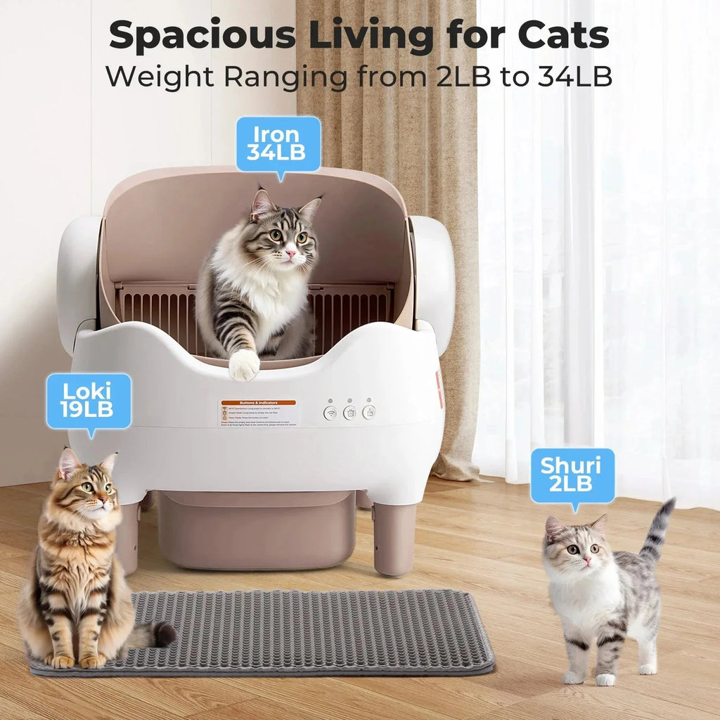 Self Cleaning Litter Box, Automatic Cat Litter Box with APP Control, Odor-Free  Large Waste Bin, Open-Top for Multi Cats - Image 2