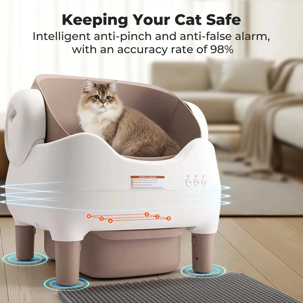 Self Cleaning Litter Box, Automatic Cat Litter Box with APP Control, Odor-Free  Large Waste Bin, Open-Top for Multi Cats - Image 3