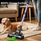 Nova Mart cordless vacuum cleaner with a smart LED screen, 500W power, and 55Kpa suction for efficient cleaning.