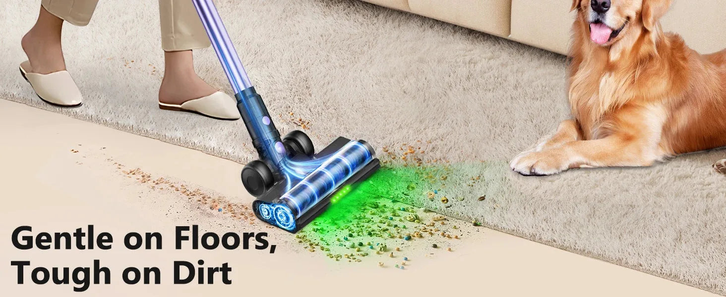 Nova Mart cordless vacuum cleaner with LED screen, 500W power, lightweight design, and 55Kpa suction for efficient cleaning.