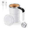 Self-stirring mug by Nova Mart with a digital temperature display, showing a sleek kitchen and dining accessory with a magnetic stir mechanism.