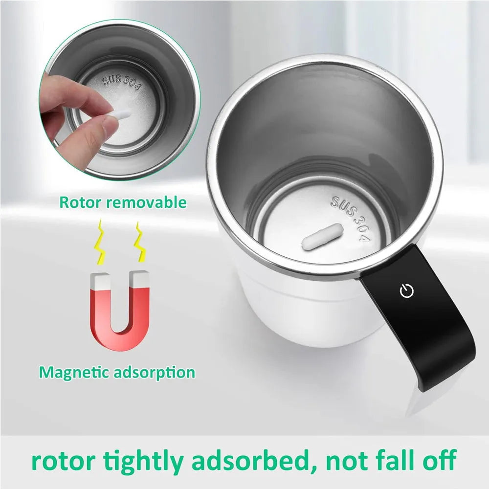 Nova Mart self-stirring mug with auto magnetic stirring, temperature display, ideal for kitchen and dining use.