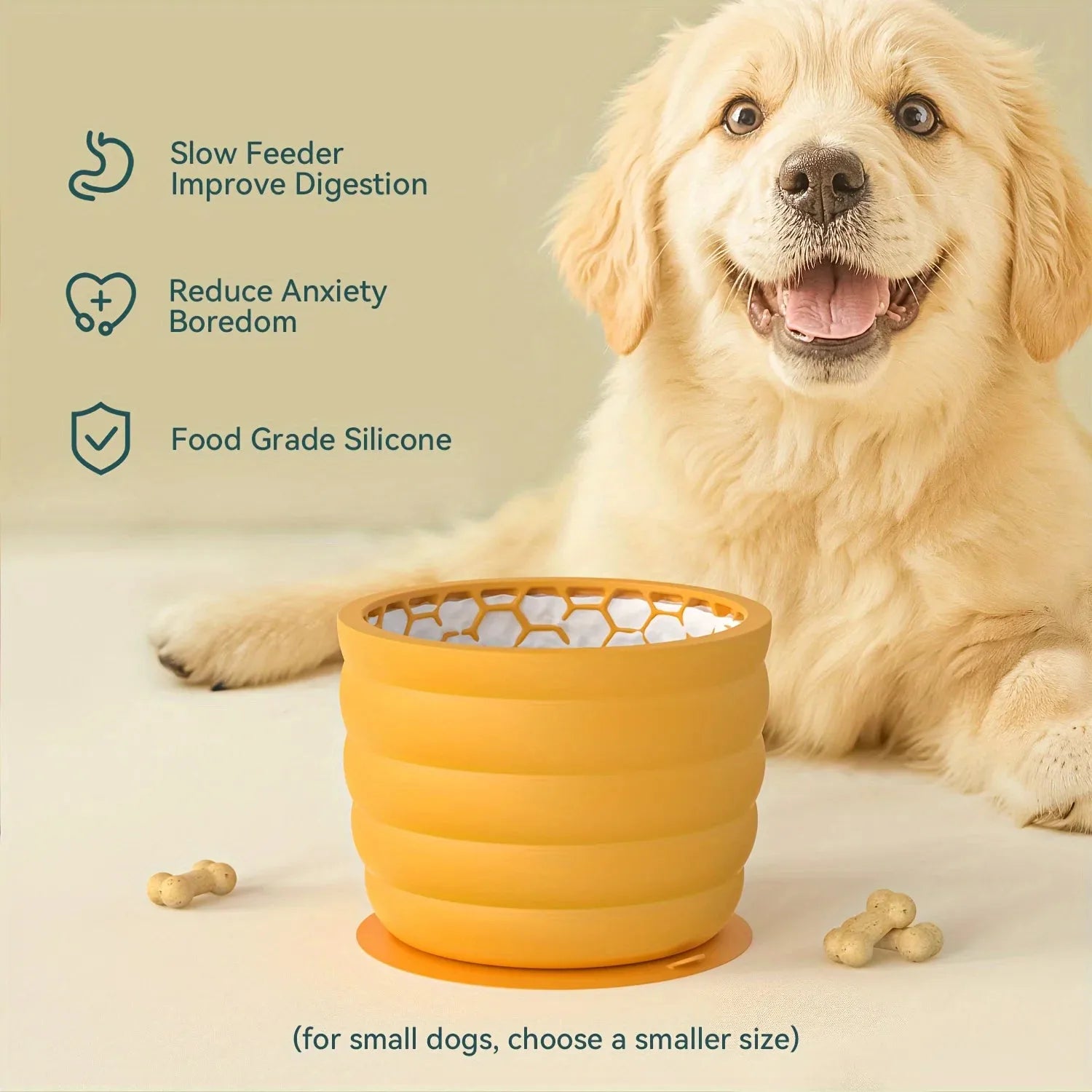 Silicone Slow Feeder Dog Bowl Cup - Anti-Slip Distraction Design for Small To Medium Breeds - Promotes Healthy Digestion - Image 3