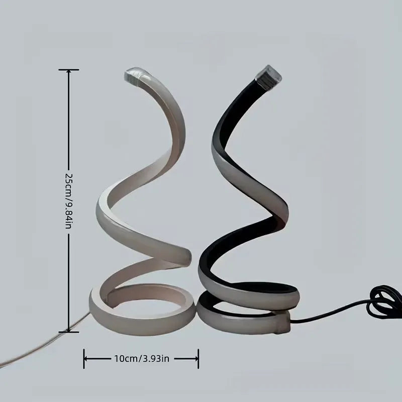 Two Nova Mart Spiral LED desk lamps with 3-color dimmable eye-friendly lighting, featuring sleek, spiral design for workspace illumination.