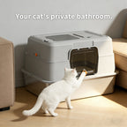 Stainless steel Nova Mart enclosed cat litter box with odor-proof design, featuring a sleek, durable pet care solution for cats.