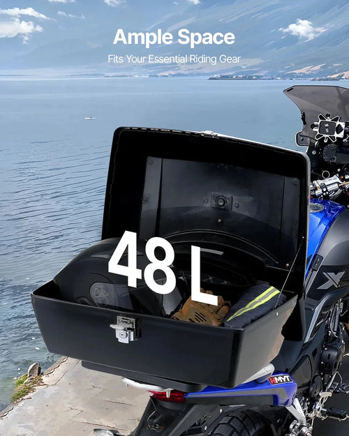 SucceBuy 48L Motorcycle Top Case with Backrest & Lock