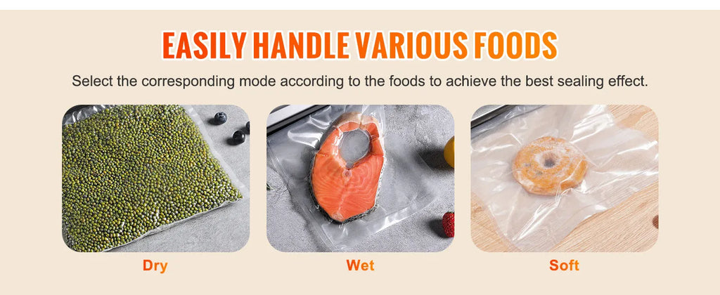 Nova Mart SucceBuy 90Kpa vacuum sealer with digital display and 10 free sealing bags, ideal for preserving food freshness.
