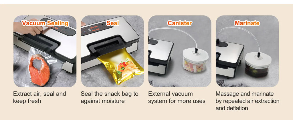 Nova Mart SucceBuy 90Kpa Vacuum Sealer with 10 free bags, compact kitchen appliance for airtight food sealing.