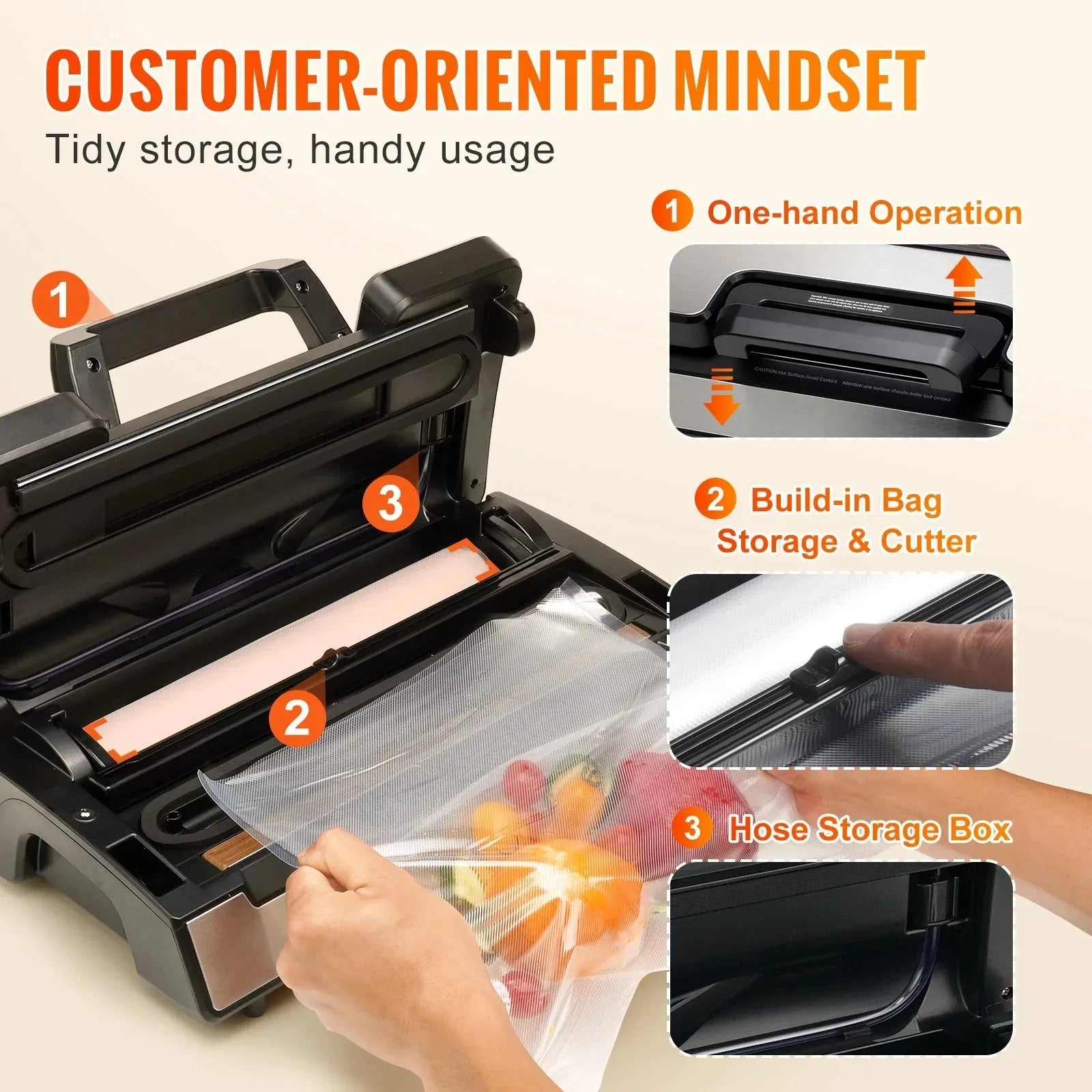 Nova Mart SucceBuy 90Kpa vacuum sealer with digital controls and 10 free sealing bags, ideal for preserving food freshness.