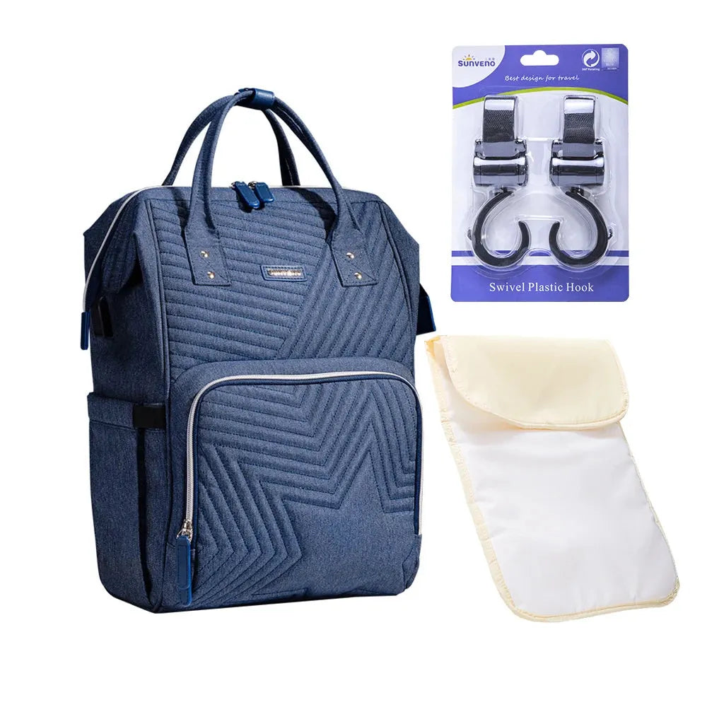 Nova Mart Sunveno Diaper Bag Mommy Backpack with Nappy Organizer, stylish and spacious diaper bag for parents, shown with multiple compartments.