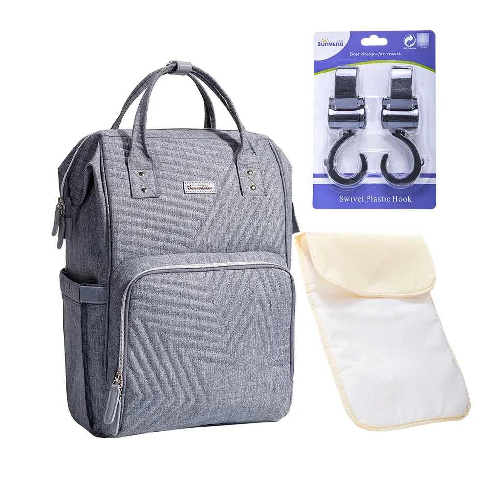 Sunveno diaper bag mommy backpack by Nova Mart with nappy organizer, featuring multiple compartments and a stylish, functional design.