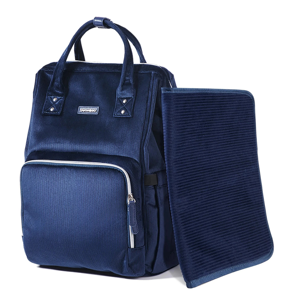Sunveno Diaper Bag Mommy Backpack by Nova Mart with multiple compartments and nappy organizer, shown in gray fabric.