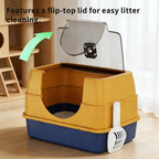 Dark gray Nova Mart top entry fully enclosed cat litter box with a doorway for easy access and privacy for cats.