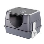 Dark gray Top Entry Fully Enclosed Cat Litter Box by Nova Mart with a secure lid and entry hole for mess containment.