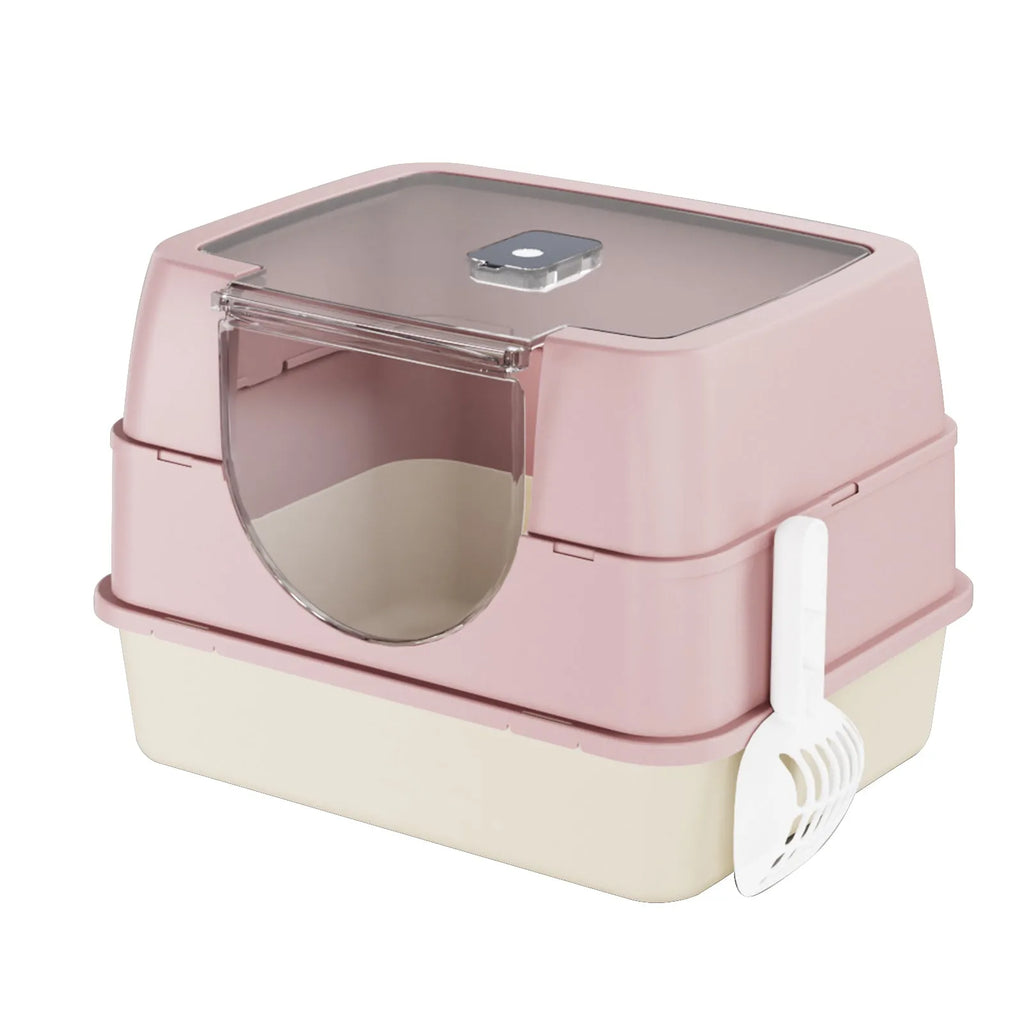 Dark gray Nova Mart top entry fully enclosed cat litter box with door and ventilation for pet care.