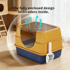 Dark gray Nova Mart top entry fully enclosed cat litter box with a wide entrance for easy access and privacy.