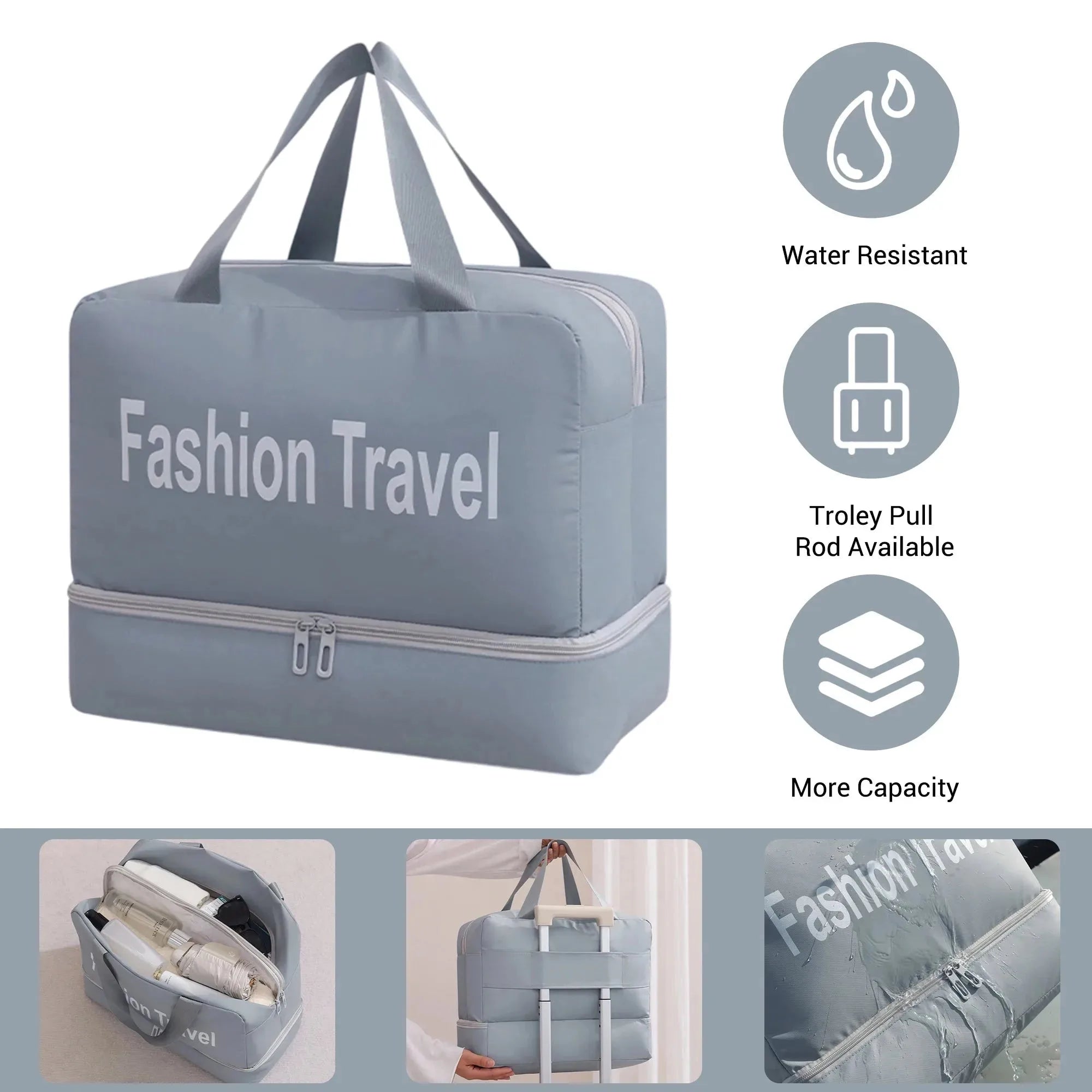 Travelhouse 3-piece ABS hardcase luggage set with matching duffel bag, durable travel gear from Nova Mart.