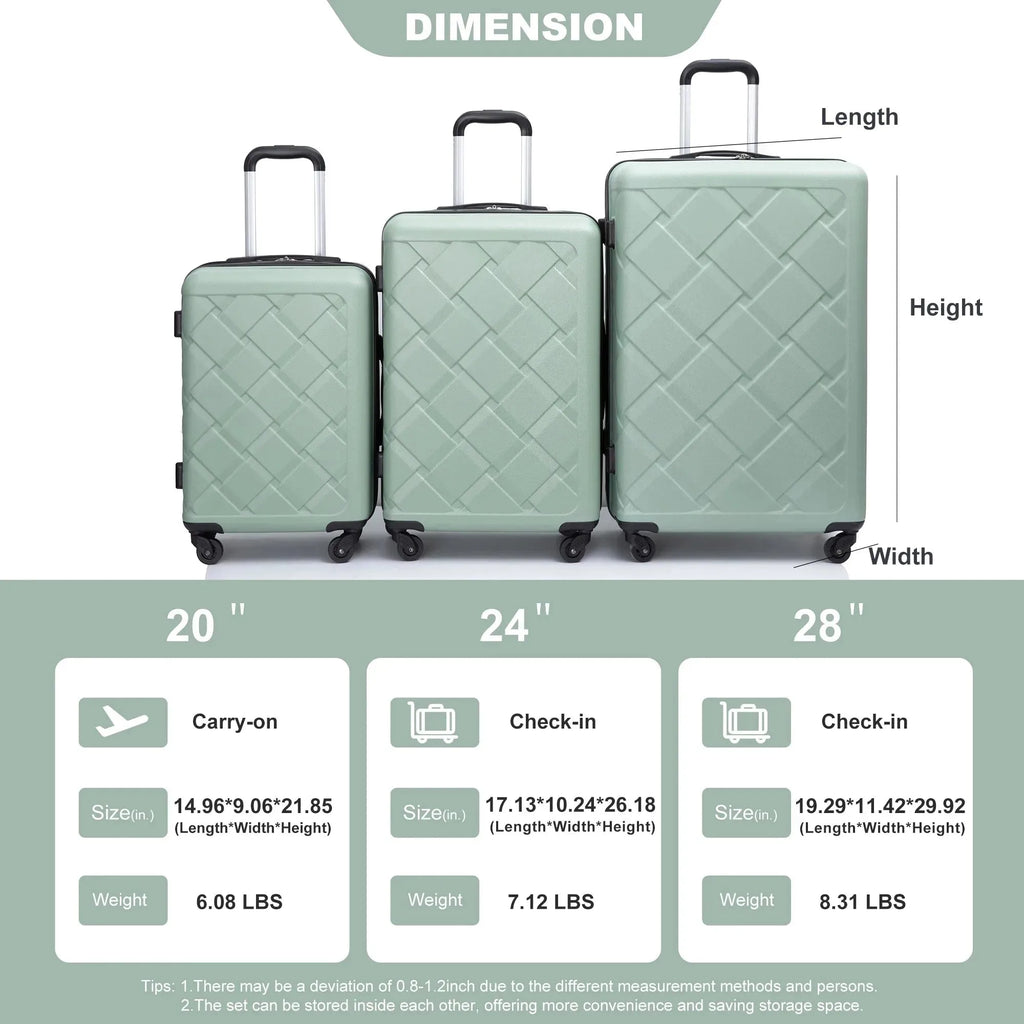 Travelhouse 3-piece ABS hardcase luggage set with duffel bag by Nova Mart, showing black suitcases and a matching duffel bag.