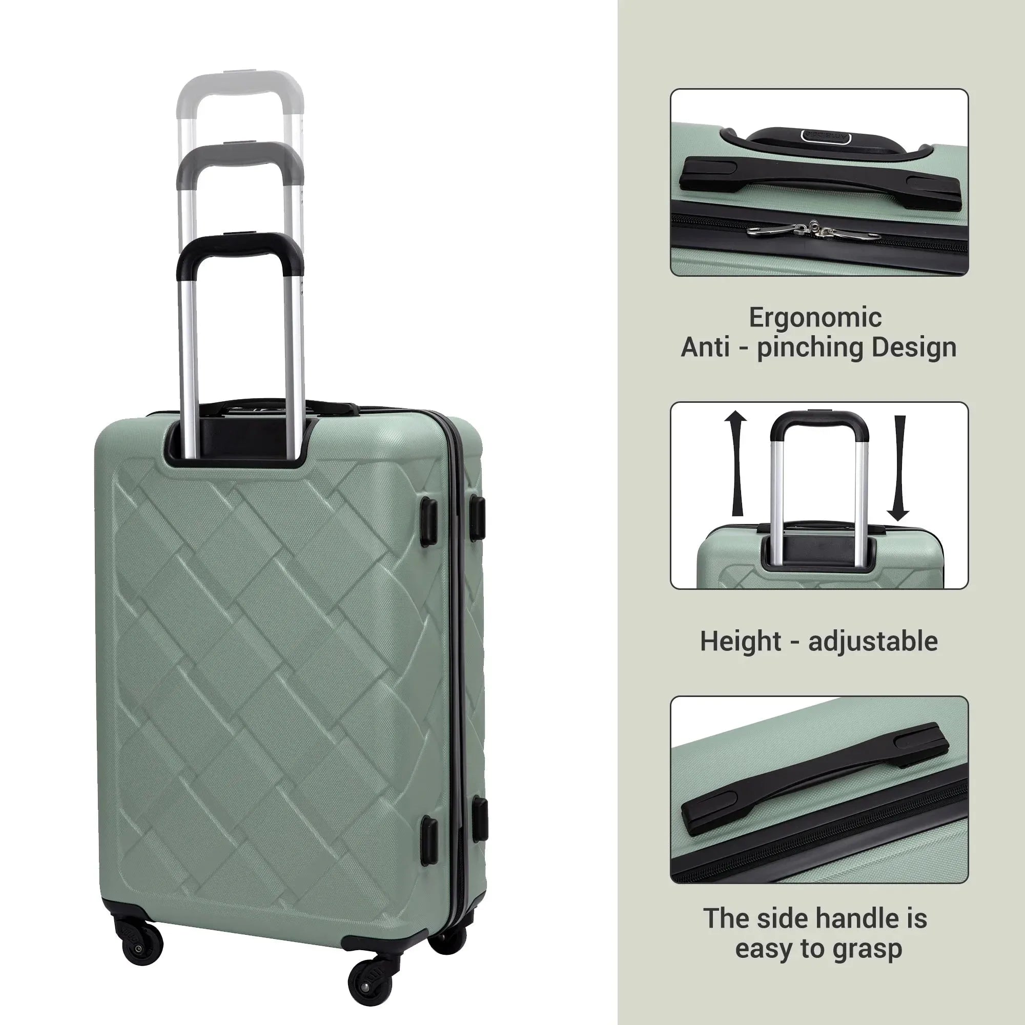 Nova Mart Travelhouse 3-piece ABS hardcase luggage set with matching duffel bag, featuring durable construction and spinner wheels.