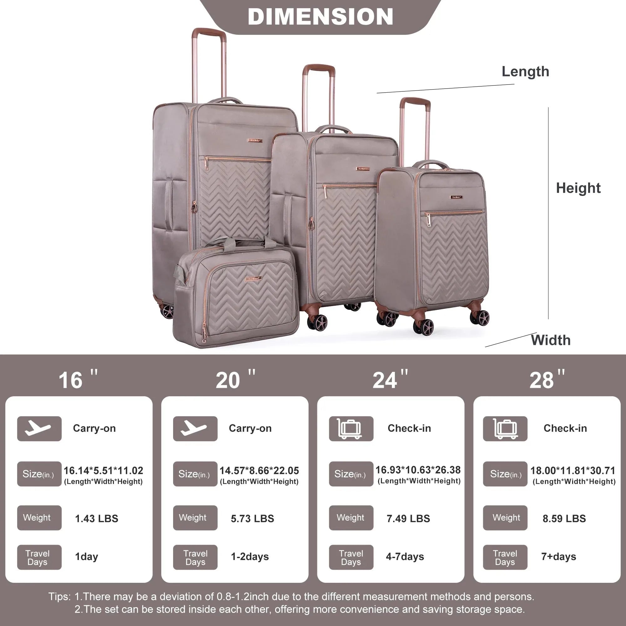 Set of four Nova Mart Travelhouse softside expandable luggage with spinner wheels, featuring variety of sizes for travel.