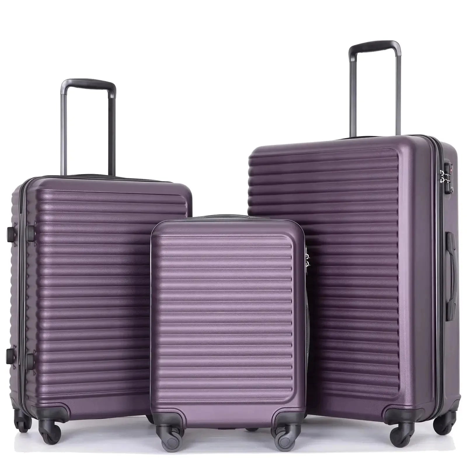 Travelhouse 3-piece hardside luggage set by Nova Mart with durable ABS shells and TSA locks, ready for travel.