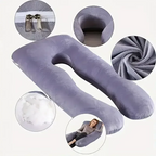 U-shaped Nova Mart pregnancy pillow with soft fleece cover, designed for maternity support and comfortable side sleeping.