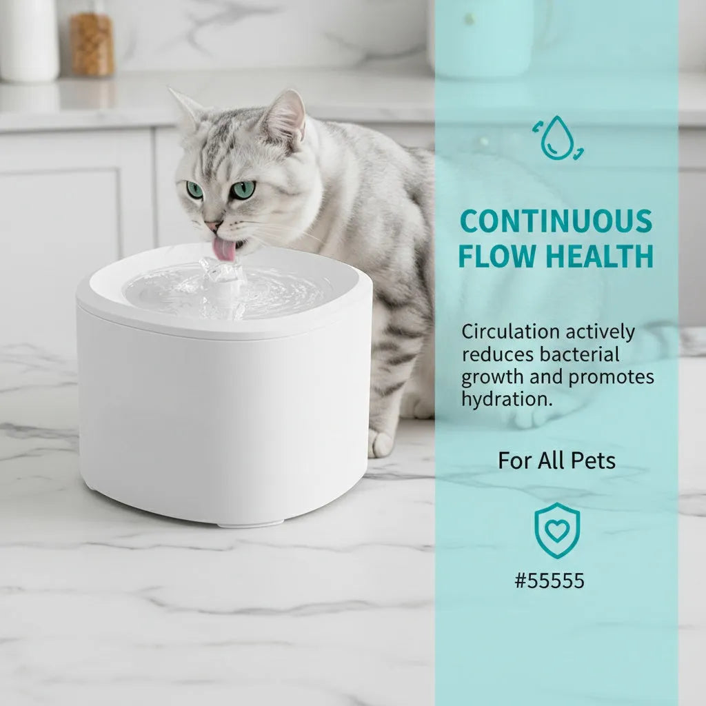 Nova Mart ultra quiet pet water fountain with 3L capacity, featuring a sleek design and anti-dry burn safety for pet care.