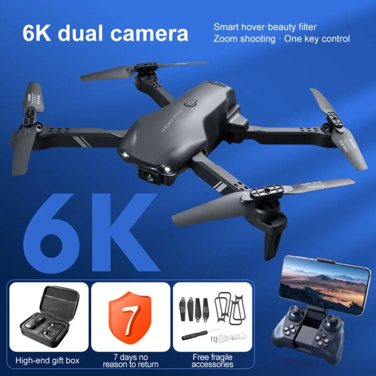 Nova Mart V13 Foldable RC Drone with 6K HD WiFi FPV dual camera, compact design, and aerial photography features.