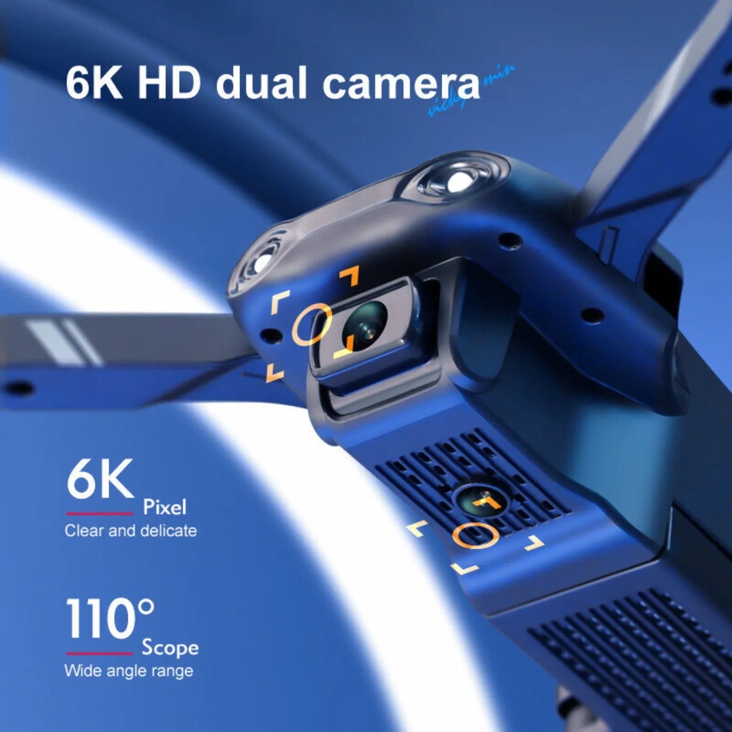 Foldable Nova Mart V13 RC drone with dual 6K HD WiFi FPV cameras, showcasing its compact design and camera setup.