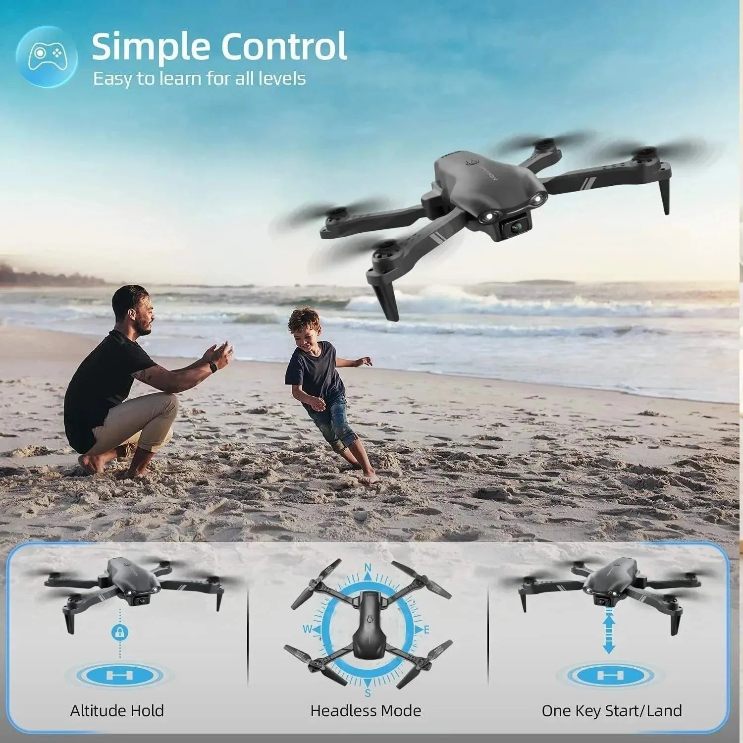 Nova Mart V13 Foldable RC Drone with dual cameras and 6K HD WiFi FPV, shown in a compact, foldable design ready for flying.