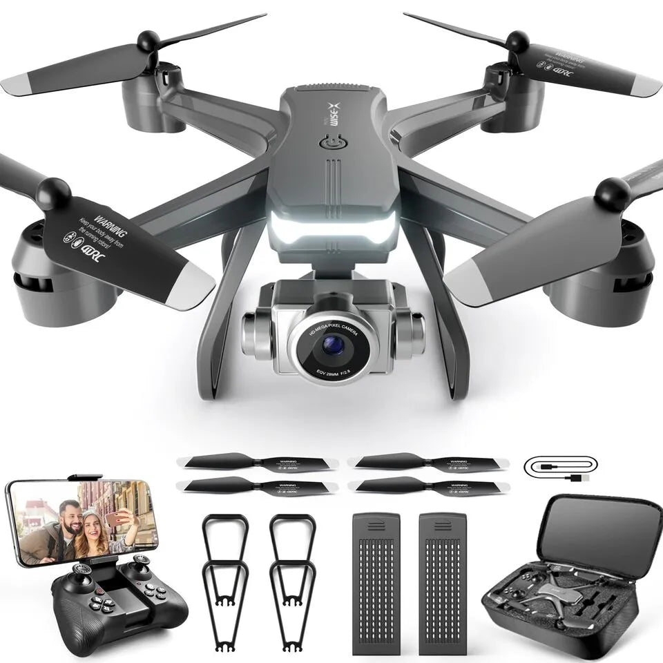 Nova Mart V14 Pro RC Drone with foldable design, 6K HD WiFi FPV camera, quadcopter with propellers and remote control.