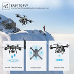 Nova Mart V14 Pro RC Drone with foldable design, 6K HD WiFi FPV quadcopter flying in the sky.
