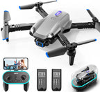 Nova Mart V20 RC Drone with WiFi FPV and dual 6K HD cameras, showcasing the drone in flight with its camera setup.