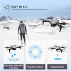 Nova Mart V20 RC Drone with WiFi FPV and dual 6K HD cameras, showcasing the drone in flight with detailed camera view.