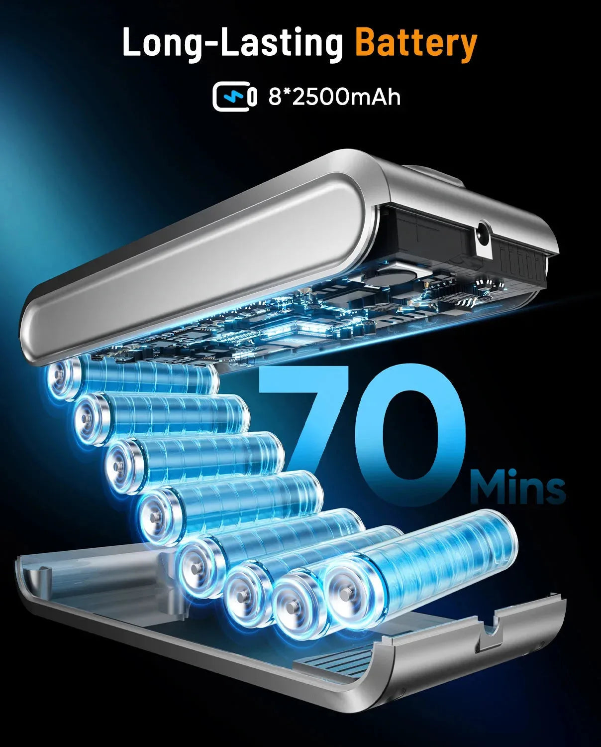 VAKERR X15 Pro cordless vacuum cleaner by Nova Mart with 65Kpa suction, 650W power, and 70-minute runtime, shown in use.