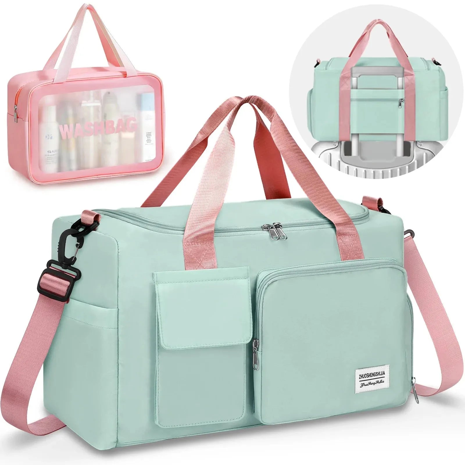 Waterproof Nova Mart sports duffel bag with dry and wet separation, showing the bag's durable design and spacious compartments.