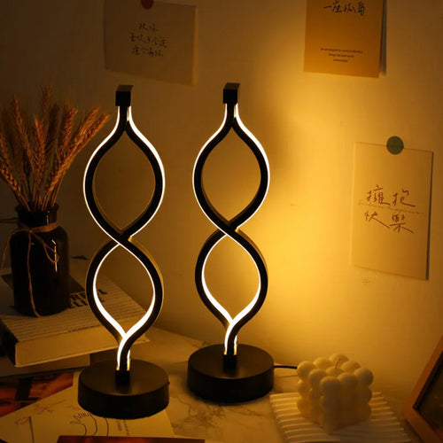 Wave-Shaped USB Desk Lamp – 3-Color Dimmable Light
