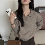 Women's casual retro long-sleeve knitted sweater by Nova Mart, featuring a cozy, stylish design perfect for everyday wear.