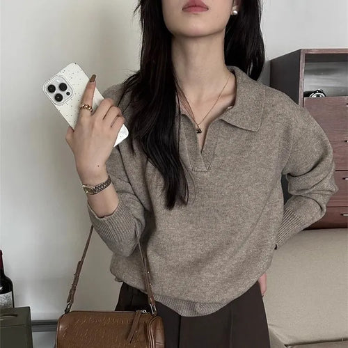 Women's Casual Retro Long-Sleeve – Knitted Comfort
