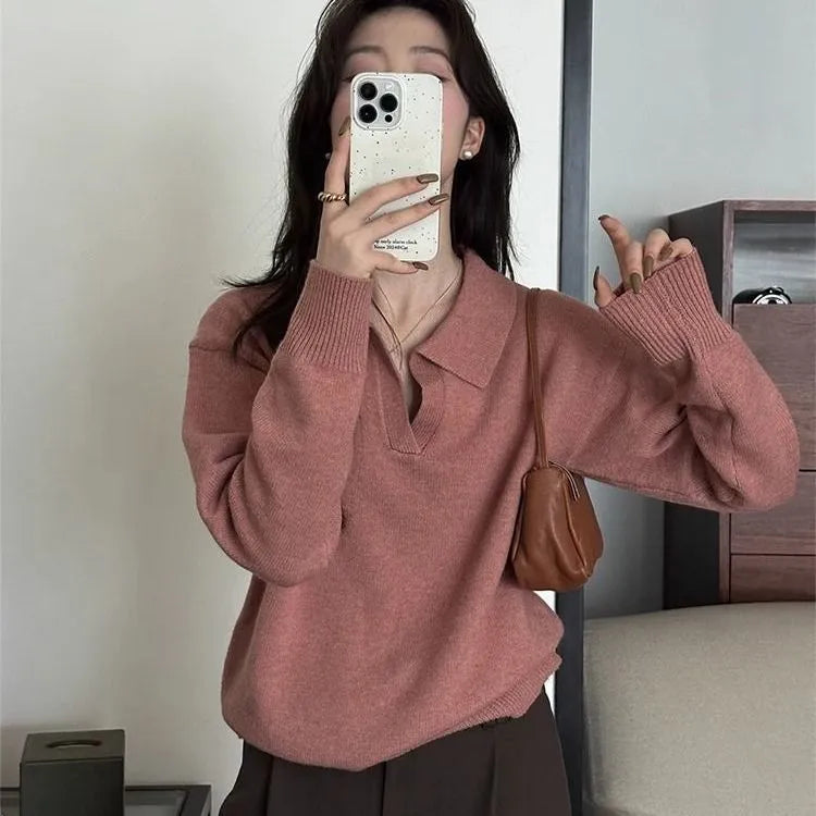 Women’s casual retro long-sleeve knitted sweater by Nova Mart, featuring a cozy, stylish design perfect for everyday wear.