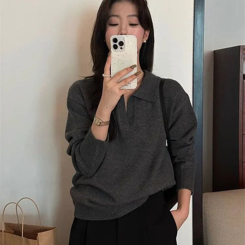 Women's Casual Retro Long-Sleeve – Knitted Comfort