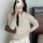 Women's casual retro long-sleeve knitted sweater by Nova Mart, featuring a cozy, stylish design and textured knit fabric.