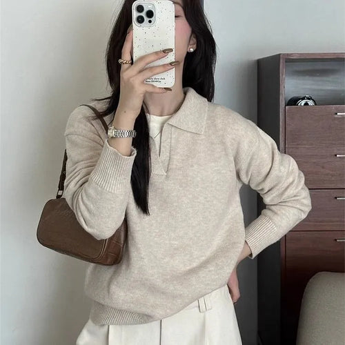 Women's Casual Retro Long-Sleeve – Knitted Comfort