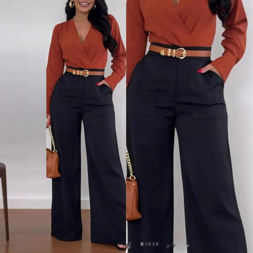 Women's Casual Flared Pants – Solid Color Comfort