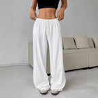 Women's elastic waist lace-up wide-leg casual pants from Nova Mart, featuring relaxed fit and stylish design.