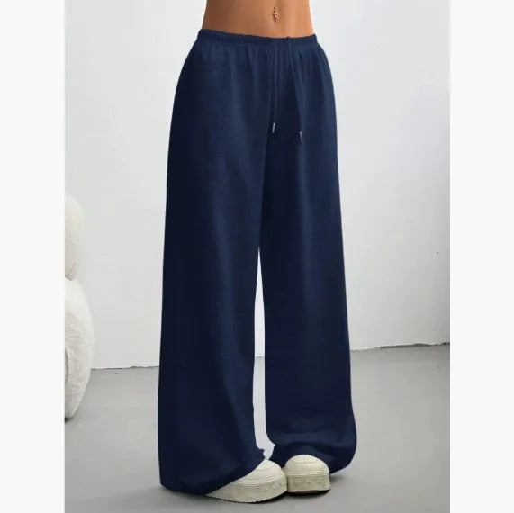 Women's elastic waist lace-up wide-leg casual pants by Nova Mart, featuring a relaxed fit and stylish design.