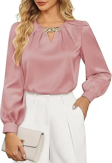 Women's elegant satin blouse top by Nova Mart, featuring a stylish design perfect for spring and summer wear.