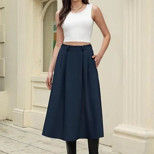 Women's Flared -Line Pleated Skirt – Pockets Included